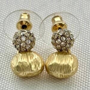 Rhinestone Textured Drop Earrings W Crystal Accents Stud Backings Lightweight